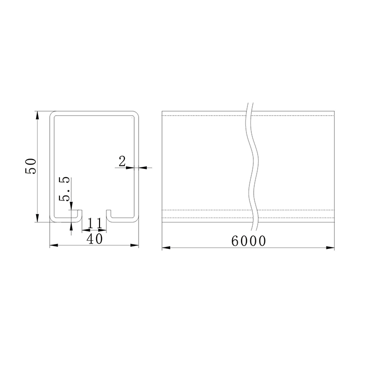 Guía recta de la barra de la cortina lateral del carril de la pista de la cortina ZSCRA02