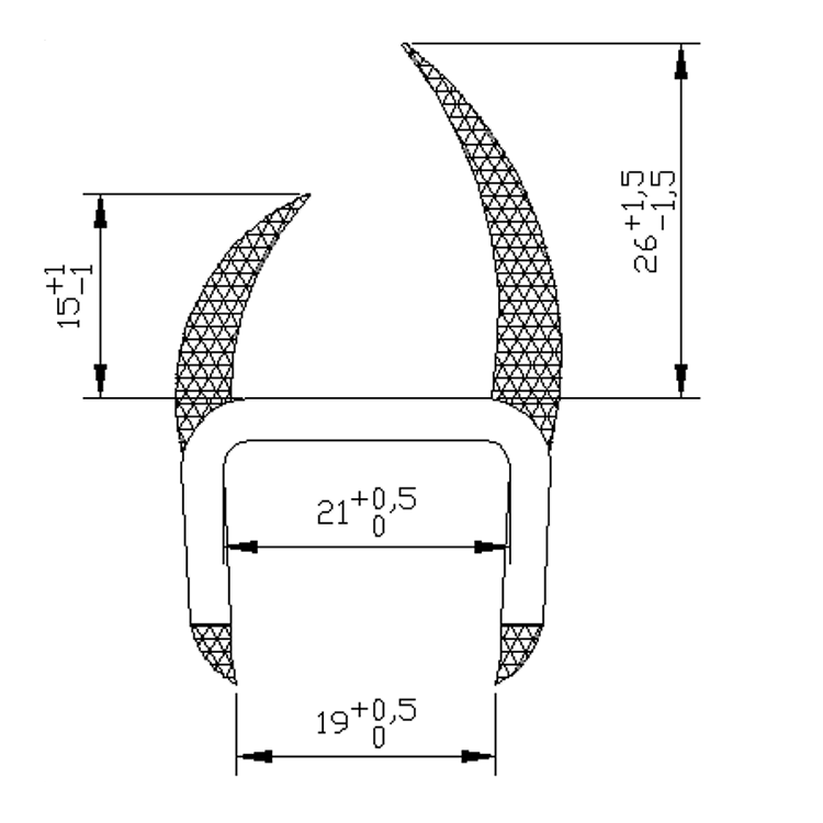 Tiras de sellado de PVC de 21 mm de ancho ZSSG21