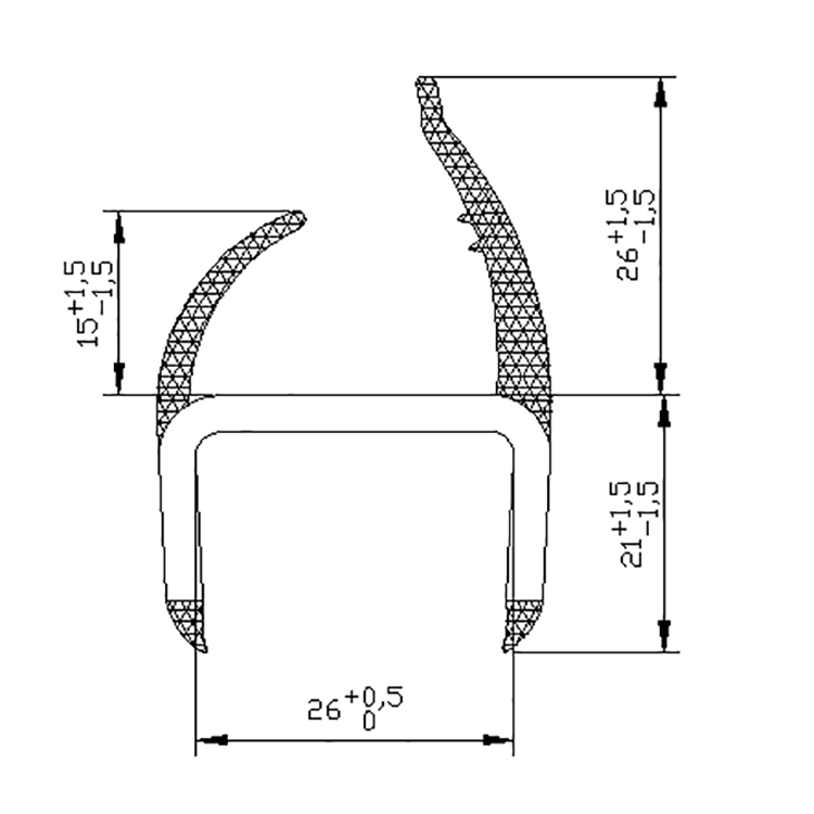 Tiras de sellado de PVC coextruidas de 26 mm de ancho ZSSG26